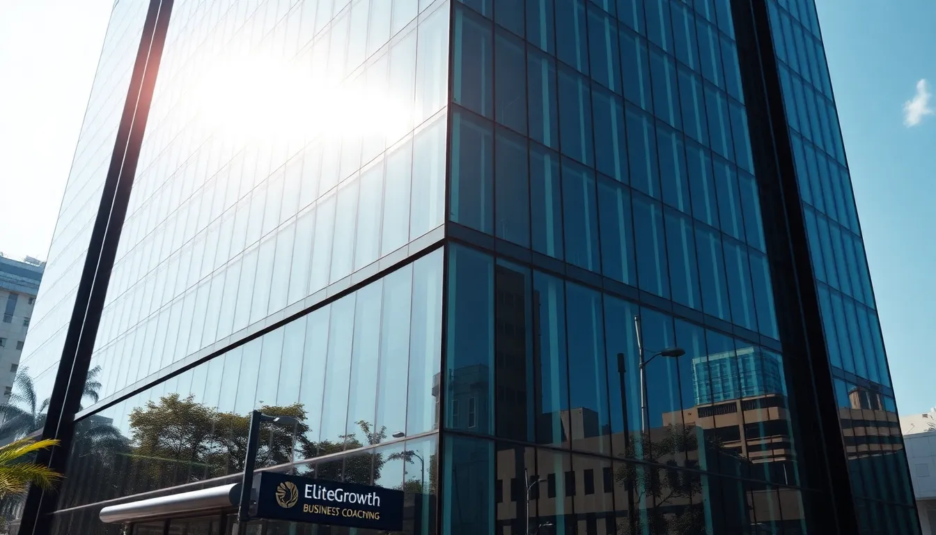 Modern office building in Bandra Kurla Complex Mumbai, glass facade, sunny day